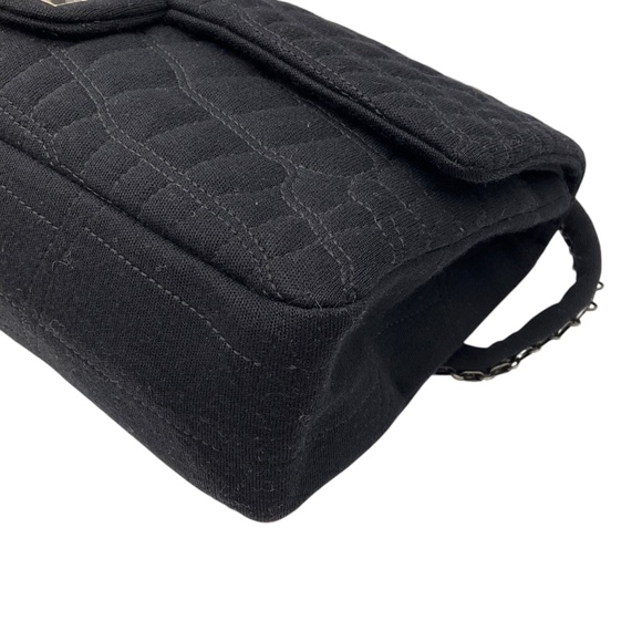 CHANEL BLACK QUILTED JERSEY 2.55 FLAP HANDBAG - Picture 8 of 16